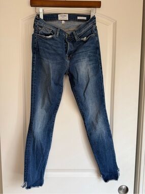 Frame Denim Medium Blue Skinny Jeans with Faded Wash